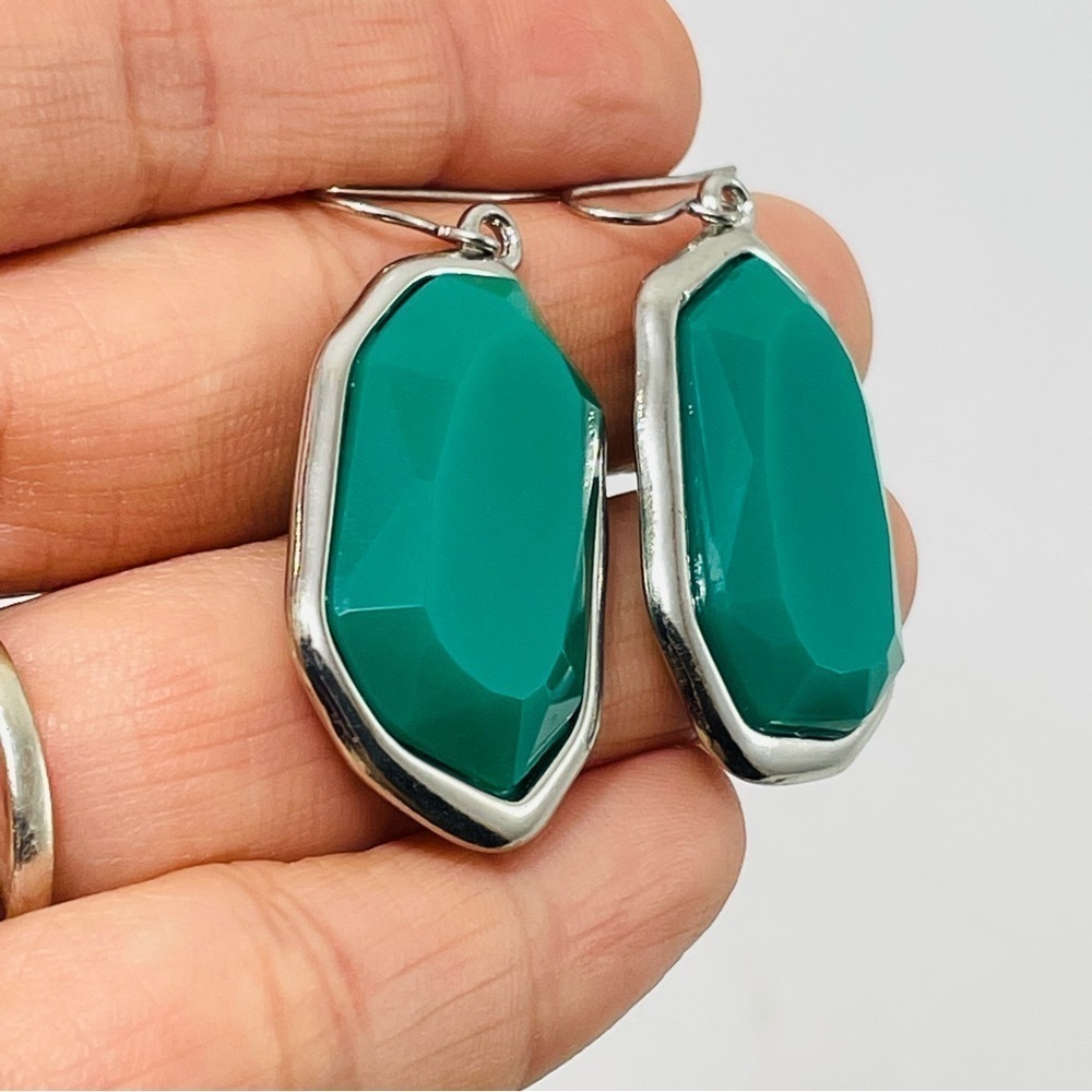 Christmas Earring Drop Dangle Green Big Statement Oval Party Costume Modern New - Picture 9 of 9